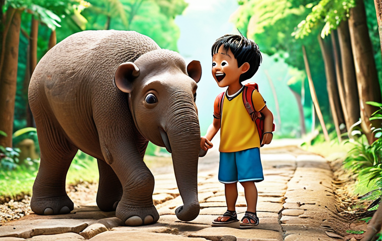 **
A heartwarming scene depicting Tayo and his new friend embarking on an adventure. Focus on their joyful expressions and the vibrant environment around them. Capture the essence of friendship and the excitement of discovering new things together.
**