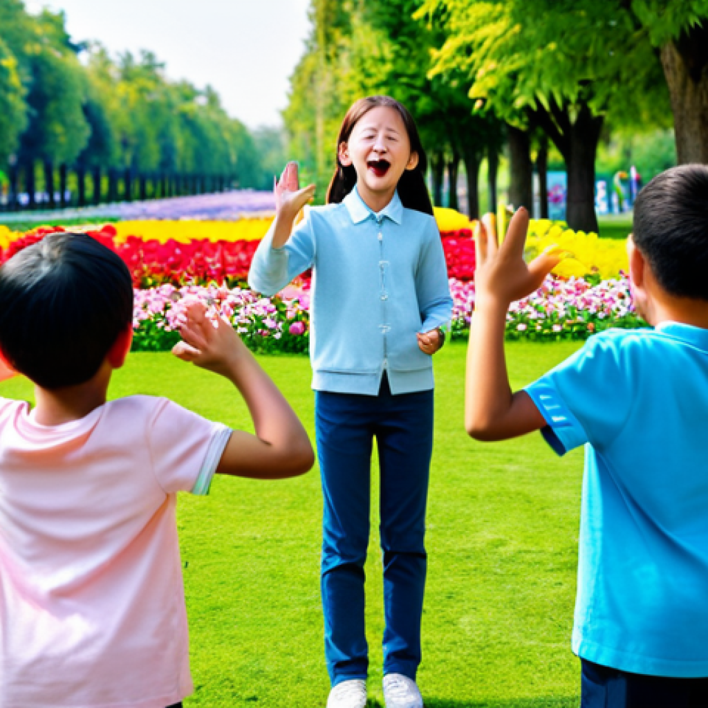 ** A group of fully clothed children singing and dancing along with Tayo the Little Bus in a sunny park, surrounded by colorful flowers and trees, safe for work, appropriate content, professional, modest clothing, family-friendly, perfect anatomy, correct proportions, natural pose, well-formed hands, proper finger count, natural body proportions.
**