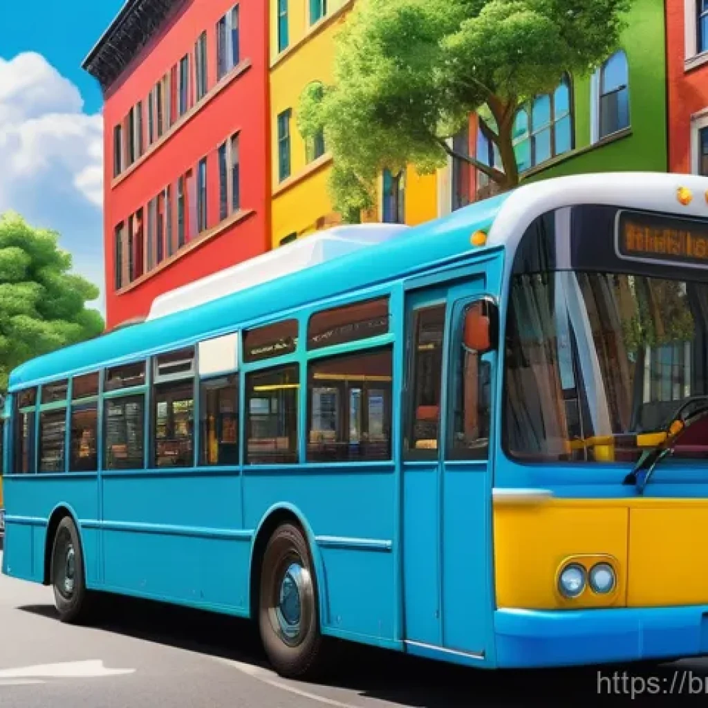 타요와 예술적 영감 - **Vibrant City Adventure with Friendly Buses:** A wide-angle, highly detailed illustration depicting...