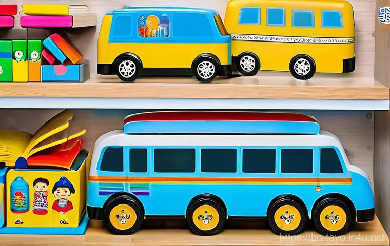 타요의 해외 수출 전략 - **Digital Engagement and Interactive Learning with Tayo:** A brightly lit, cozy children's play area...