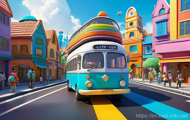 타요 극장판 - **Prompt:** A highly detailed, cinematic 3D render featuring Tayo the Little Bus and his friends Rog...