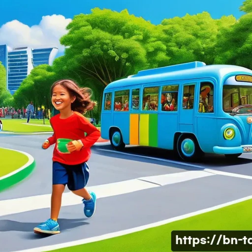 타요의 라이선싱 전략 - **Prompt:** A vibrant, cheerful scene depicting Tayo, Rogi, Gani, and Lani, the anthropomorphic litt...