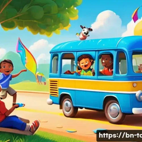 Home 24 타요 관련 영상 제작 가이드 - **Prompt 1: Tayo's Sunny Park Adventure**
A cheerful, friendly blue bus, reminiscent of Tayo, is...