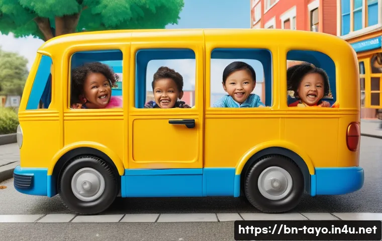 타요 장난감 리뷰 - **Prompt 1: Imaginative Adventures with Tayo and Friends**
"A cheerful group of diverse children...